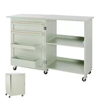 VEVOR Folding Sewing Table, Multipurpose Sewing Machine Table with Compact Design, Wheels, Wooden Pegs, Storage Trays and Shelf, Light Green