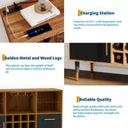 47 Meuble de bar à café de style ferme, meuble de bar à vin autoportant avec casier à vin, buffet en bois, meuble à liqueurs moderne.