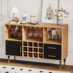 47 Meuble de bar à café de style ferme, meuble de bar à vin autoportant avec casier à vin, buffet en bois, meuble à liqueurs moderne.