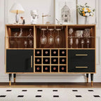 47 Meuble de bar à café de style ferme, meuble de bar à vin autoportant avec casier à vin, buffet en bois, meuble à liqueurs moderne.