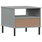 vidaXL Table de chevet de chambre à coucher avec pieds en métal Bois de pin massif OSLO