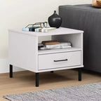 vidaXL Table de chevet de chambre à coucher avec pieds en métal Bois de pin massif OSLO