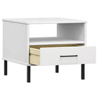 vidaXL Table de chevet de chambre à coucher avec pieds en métal Bois de pin massif OSLO