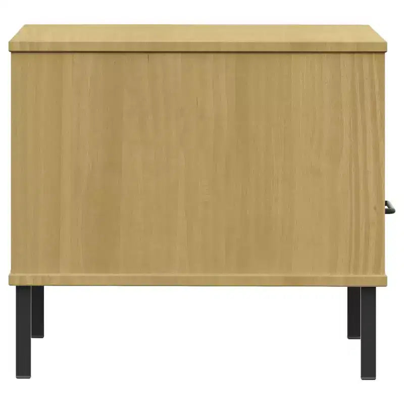 vidaXL Table de chevet de chambre à coucher avec pieds en métal Bois de pin massif OSLO