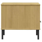 vidaXL Table de chevet de chambre à coucher avec pieds en métal Bois de pin massif OSLO