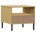 vidaXL Table de chevet de chambre à coucher avec pieds en métal Bois de pin massif OSLO