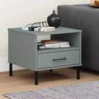 vidaXL Table de chevet de chambre à coucher avec pieds en métal Bois de pin massif OSLO