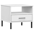 vidaXL Table de chevet de chambre à coucher avec pieds en métal Bois de pin massif OSLO
