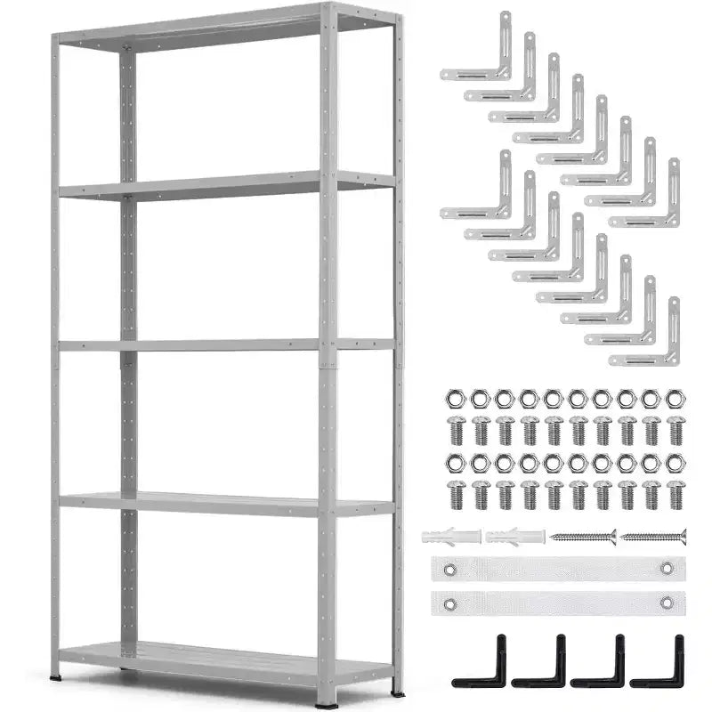 Étagère métallique à 5 niveaux pour charges lourdes, capacité de 227 kg, étagères de rangement de garage à hauteur réglable, étagères en métal, étagères industrielles