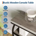 Table console industrielle à 4 niveaux avec cadre en métal semi-circulaire, pieds réglables et étagère ouverte, table de canapé pour salon, couloir, entrée