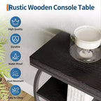 Table console industrielle à 4 niveaux avec cadre en métal semi-circulaire, pieds réglables et étagère ouverte, table de canapé pour salon, couloir, entrée