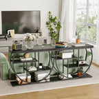 Table console industrielle à 4 niveaux avec cadre en métal semi-circulaire, pieds réglables et étagère ouverte, table de canapé pour salon, couloir, entrée