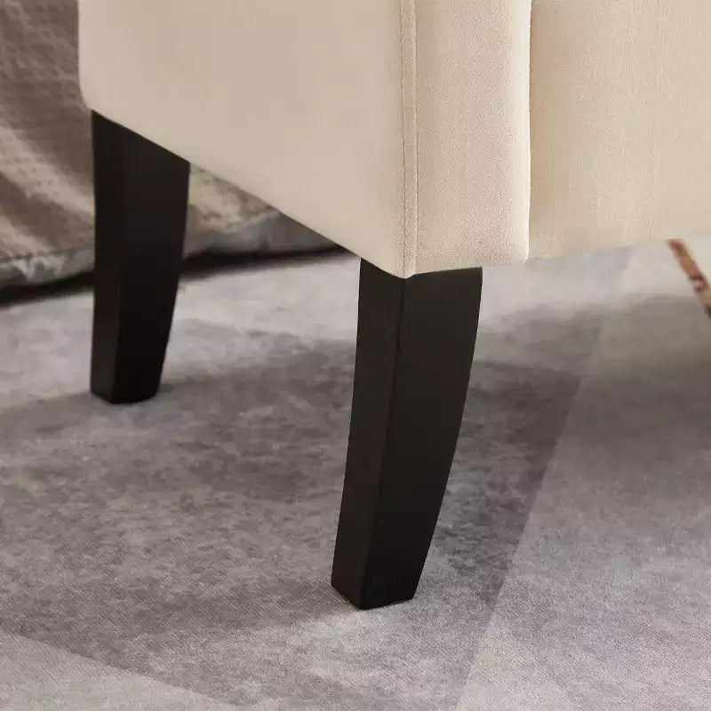 Banc de lit Furniliving 51,5 po avec rangement, tapissé de velours capitonné, avec pieds en bois massif noir, pour chambre/entrée