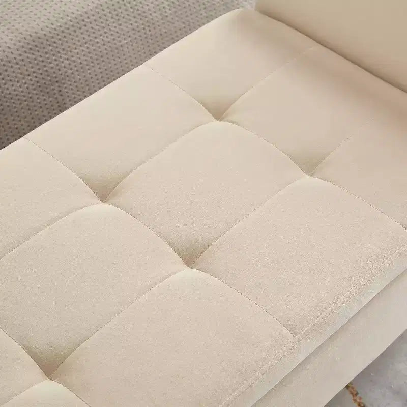 Banc de lit Furniliving 51,5 po avec rangement, tapissé de velours capitonné, avec pieds en bois massif noir, pour chambre/entrée