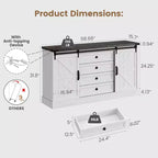 Meuble de bar à café Acekool Farmhouse, buffet 58,66" avec tiroirs, portes coulissantes pour cuisine ou salon