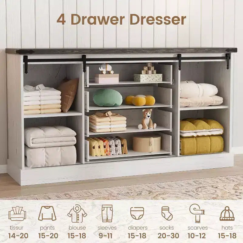 Meuble de bar à café Acekool Farmhouse, buffet 58,66" avec tiroirs, portes coulissantes pour cuisine ou salon
