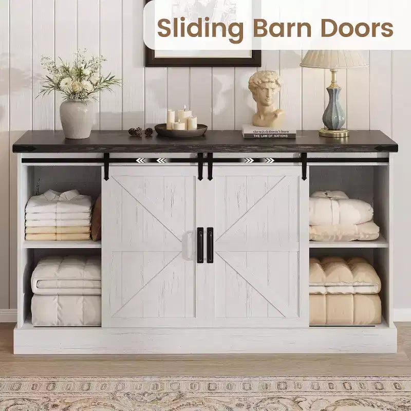 Meuble de bar à café Acekool Farmhouse, buffet 58,66" avec tiroirs, portes coulissantes pour cuisine ou salon