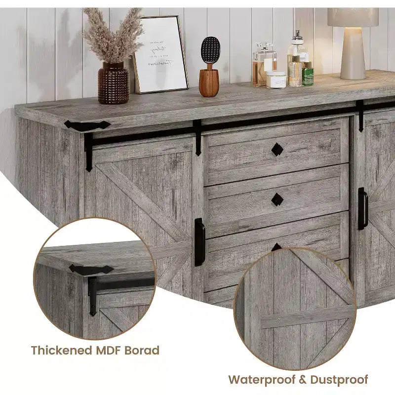 Meuble de bar à café Acekool Farmhouse, buffet 58,66" avec tiroirs, portes coulissantes pour cuisine ou salon
