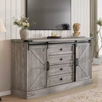 Acekool Farmhouse Coffee Bar Cabinet, 58.66 Buffet Sideboard with Drawers, Barn Doors for Kitchen or Living Room