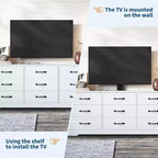 Meuble TV 9 tiroirs avec espace TV intégré, grand meuble de rangement pour téléviseurs à écran plat jusqu'à 85 pouces, meuble multimédia multifonctionnel pour salon
