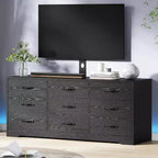 9-Drawer TV Stand with Integrated TV Area, Large Storage Console for Flat Screen TVs up to 85 Inch, Multi-Functional Media Center for Living Room