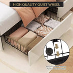 Cadre de lit rembourré, lit queen-size avec 4 tiroirs de rangement, plateforme en velours avec tête de lit à oreilles, sommier tapissier non requis, silencieux, montage facile