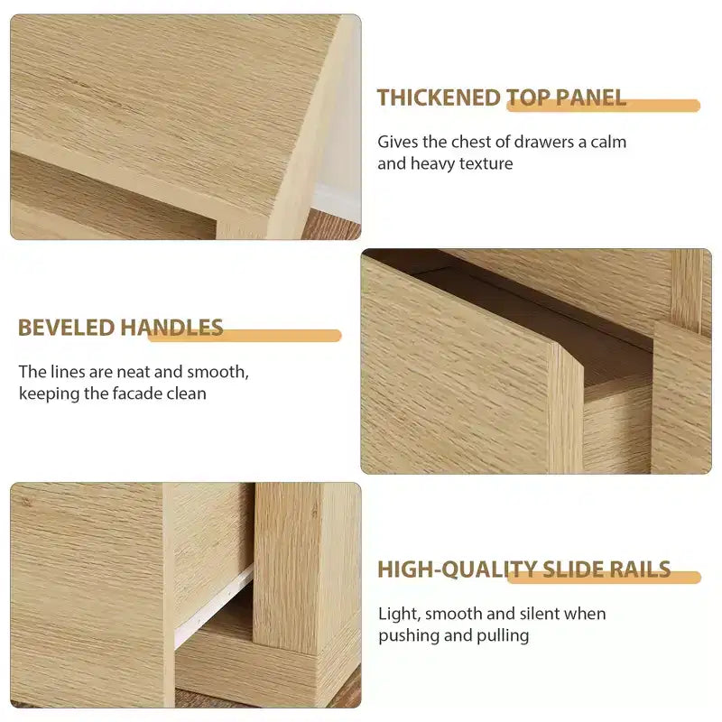 Commode 6 tiroirs pour chambre à coucher, commode moderne de style milieu de siècle avec 2 étagères ouvertes, commode double en bois de 119 cm de large, meuble TV pour placard, salon