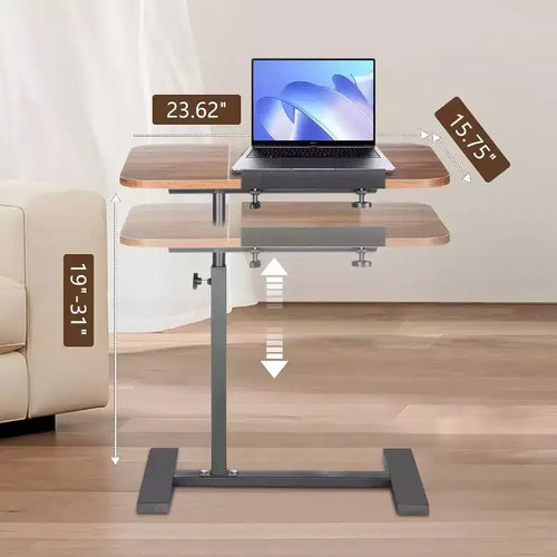 Table d'appoint pour ordinateur portable à hauteur réglable, plateau inclinable, table mobile, cadre en métal robuste, convient pour la maison, le bureau, le canapé ou l'hôpital