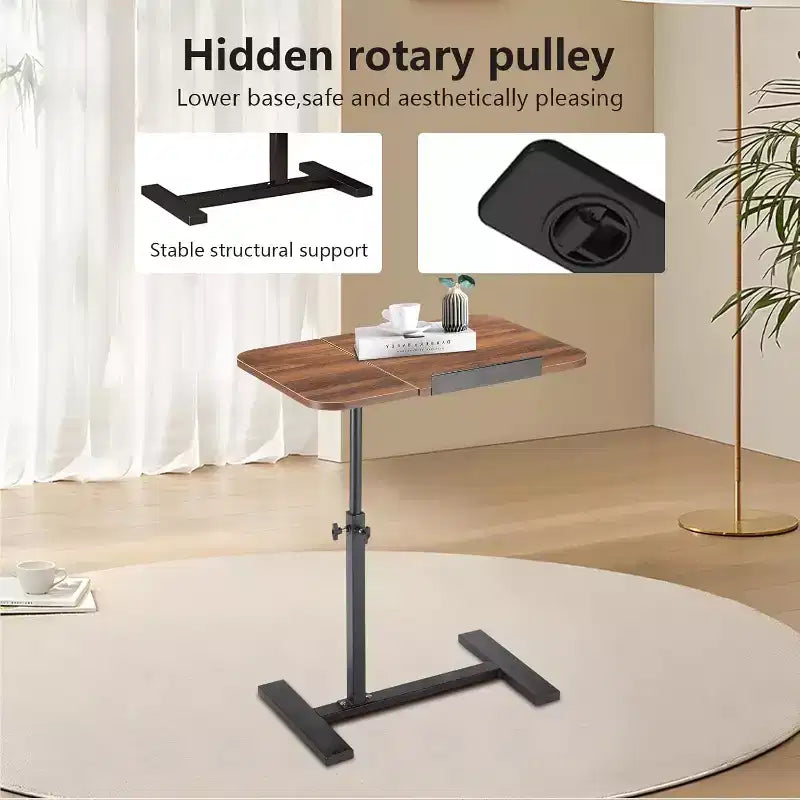 Table d'appoint pour ordinateur portable à hauteur réglable, plateau inclinable, table mobile, cadre en métal robuste, convient pour la maison, le bureau, le canapé ou l'hôpital