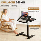 Table d'appoint pour ordinateur portable à hauteur réglable, plateau inclinable, table mobile, cadre en métal robuste, convient pour la maison, le bureau, le canapé ou l'hôpital