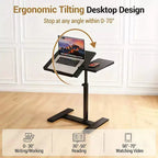 Table d'appoint pour ordinateur portable à hauteur réglable, plateau inclinable, table mobile, cadre en métal robuste, convient pour la maison, le bureau, le canapé ou l'hôpital