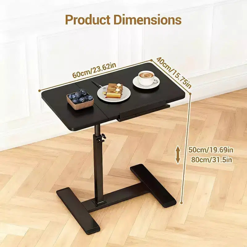 Table d'appoint pour ordinateur portable à hauteur réglable, plateau inclinable, table mobile, cadre en métal robuste, convient pour la maison, le bureau, le canapé ou l'hôpital