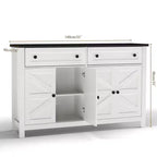 AEELLEEA Buffet/Bahut Blanc 140cm - Meuble de Rangement Moderne de Style Ferme avec Tiroirs/Portes (Compatible Bar à Café)