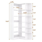 Besiost 71, étagère d'angle à 6 niveaux avec rangement ouvert, étagères de présentation en bois pour chambre à coucher