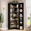 Besiost 71 Tall 6-Tiers Corner Bookshelf with Open Storage, Wooden Display Shelves for Bedroom