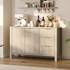 46.5 Fluted Sideboard Buffet Cabinet, Accent Coffee Bar Cabinet with 3 Drawers, Wooden Media Console Table TV Stand, Floor Cupboard Cabinet