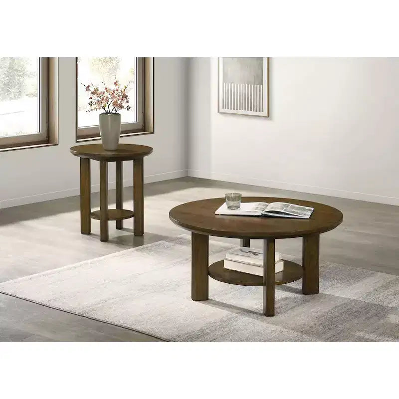 Coaster, ensemble de 2 tables basses rondes en bois Ottowa