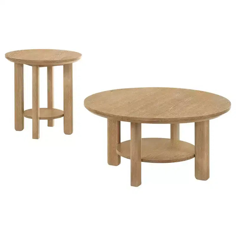 Coaster,Ottowa 2-piece Round Wood Coffee Table Set