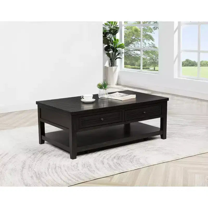 Table basse rectangulaire à 2 tiroirs Concord de Coaster, Java vieilli