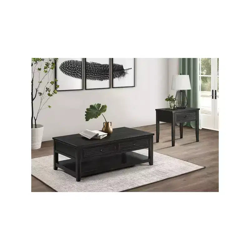 Table basse rectangulaire à 2 tiroirs Concord de Coaster, Java vieilli
