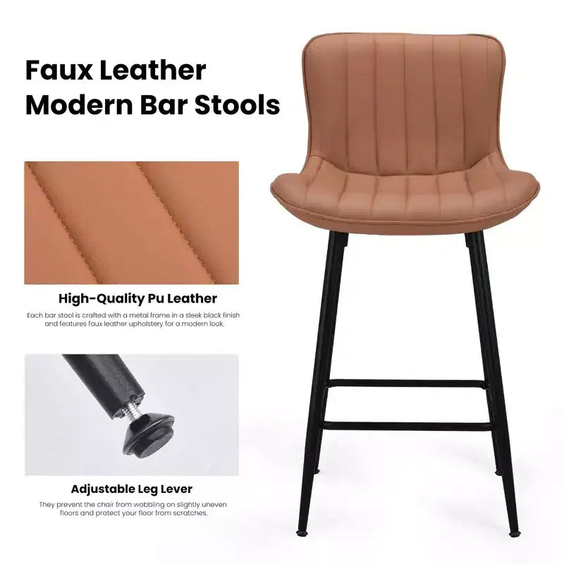 TUYOHW Lot de 2 tabourets de bar en cuir PU à hauteur de comptoir, chaises de bar pivotantes avec siège ergonomique, chaises de salle à manger pour îlot de cuisine, bureau, bar