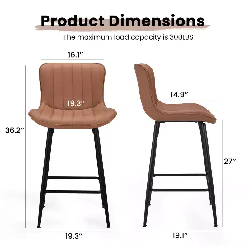 TUYOHW Lot de 2 tabourets de bar en cuir PU à hauteur de comptoir, chaises de bar pivotantes avec siège ergonomique, chaises de salle à manger pour îlot de cuisine, bureau, bar
