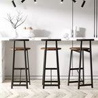 Tabourets de bar à hauteur de comptoir TUYOHW, lot de 3, chaises de bar avec dossier ergonomique et base en acier, chaises sans accoudoirs pour îlot de cuisine, bar de maison, salle à manger