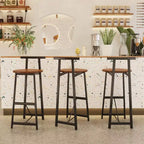 TUYOHW Counter Height Bar Stools Set of 3,Bar Chairs with Ergonomic Backrest & Steel Base,Armless Chairs for Kitchen Island,Home Bar,Dining Room