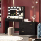 Coiffeuse de maquillage 61 po avec miroir et lumières, 8 grands tiroirs et 2 étagères, 3 modes d'éclairage, luminosité réglable