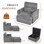 Ensemble de fauteuils d'appoint surdimensionnés TUYOHW, fauteuil de salon moderne de 89 cm avec pouf de rangement, siège profond, fauteuil rembourré pour salon, chambre, bureau