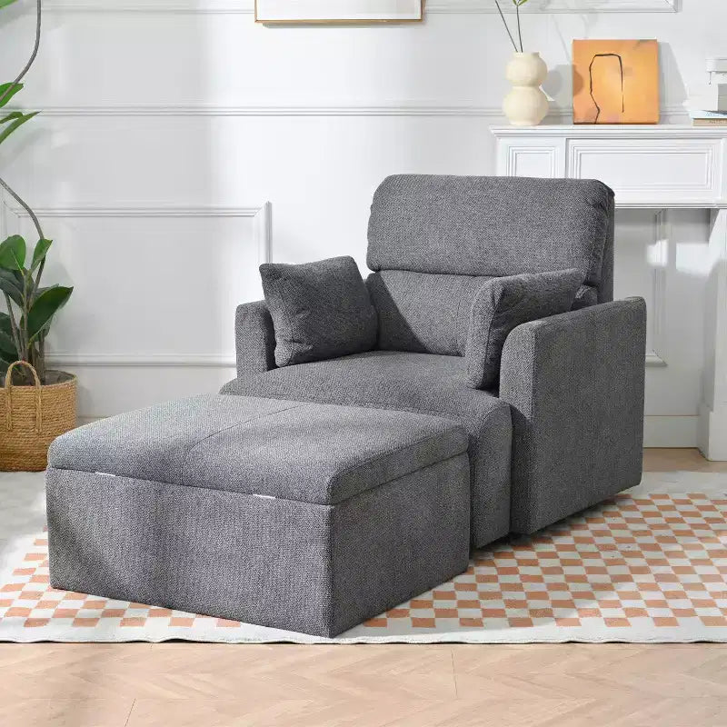 TUYOHW Oversized Accent Chair Set,35.03 Modern Lounge Chair with Storage Ottoman,Deep Seat,Upholstered Armchair for Living Room,Bedroom,Office