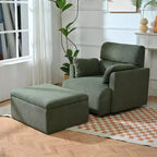 Ensemble de fauteuils d'appoint surdimensionnés TUYOHW, fauteuil de salon moderne de 89 cm avec pouf de rangement, siège profond, fauteuil rembourré pour salon, chambre, bureau