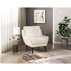 Fauteuil d'appoint TUYOHW, fauteuil de salon avec revêtement en chenille, coussin réversible, pieds en bois massif, fauteuil de canapé pour salon, chambre, bureau