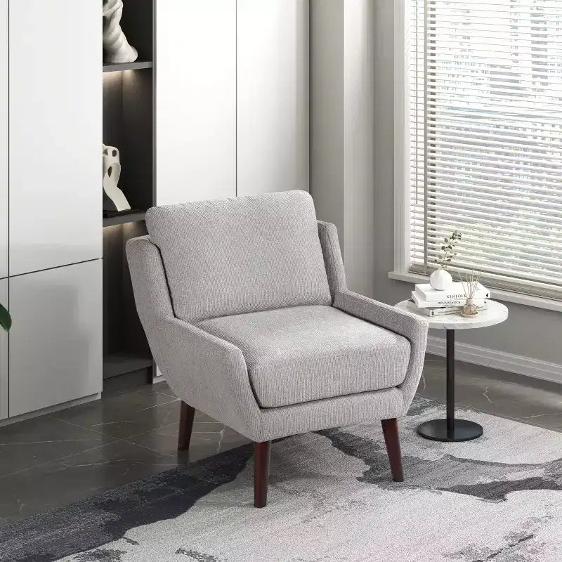 Fauteuil d'appoint TUYOHW, fauteuil de salon avec revêtement en chenille, coussin réversible, pieds en bois massif, fauteuil de canapé pour salon, chambre, bureau